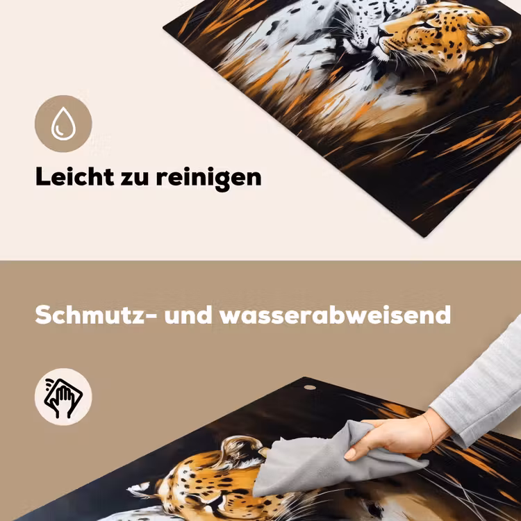 Luipaard - Oranje - Wit - Gras Inductie beschemer met haakjes klein -ky-schoon-de