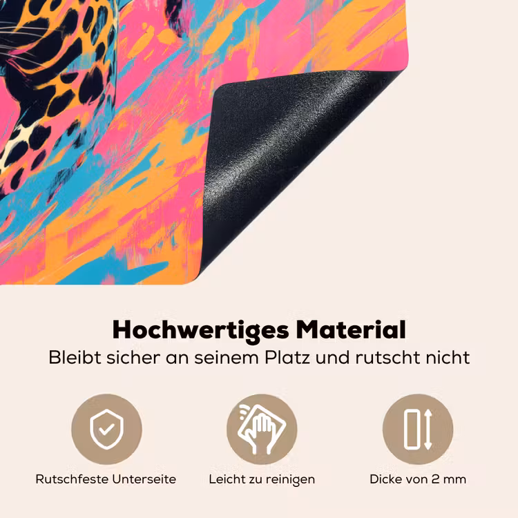 Luipaard - Roze - Oranje - Blauw - Verf Inductie beschemer met haakjes klein -ky-onderkant-de