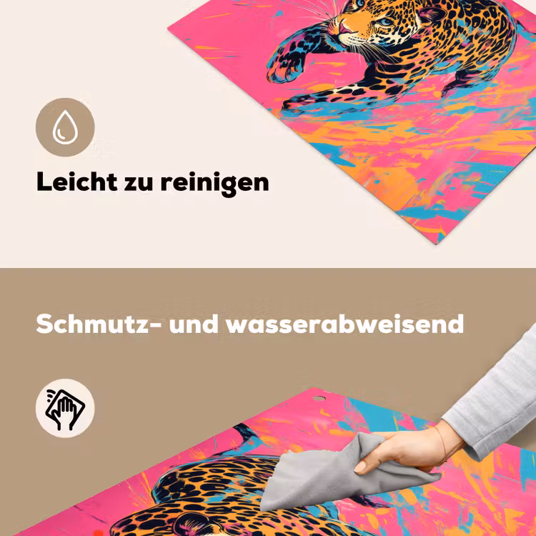 Luipaard - Roze - Oranje - Blauw - Verf Inductie beschemer met haakjes klein -ky-schoon-de