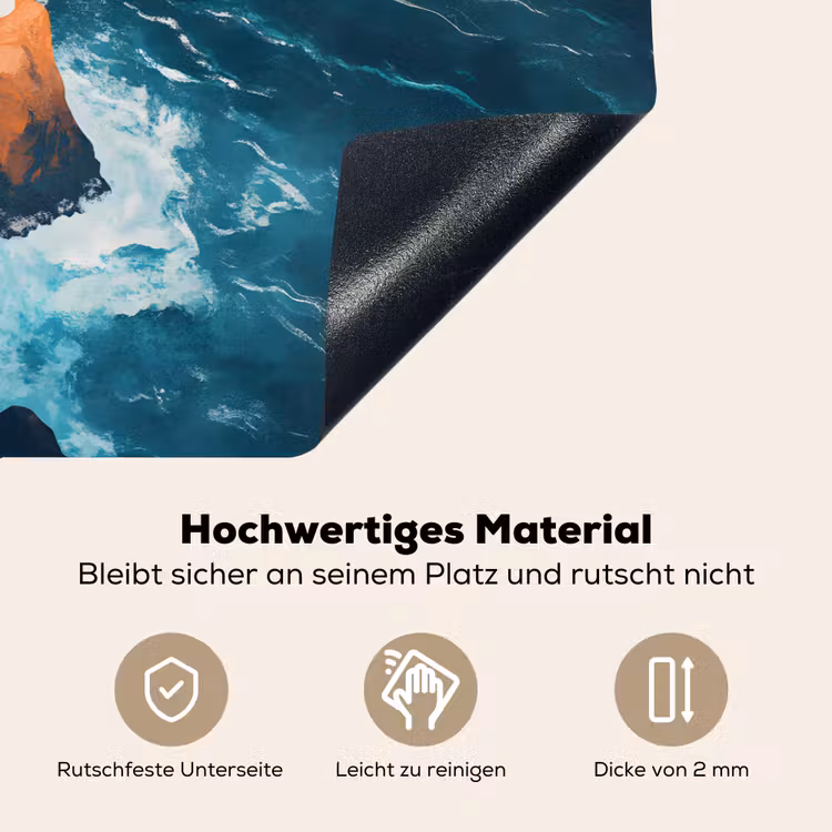 Vuurtoren - Rots - Zee - Golven Inductie beschemer met haakjes klein -ky-onderkant-de