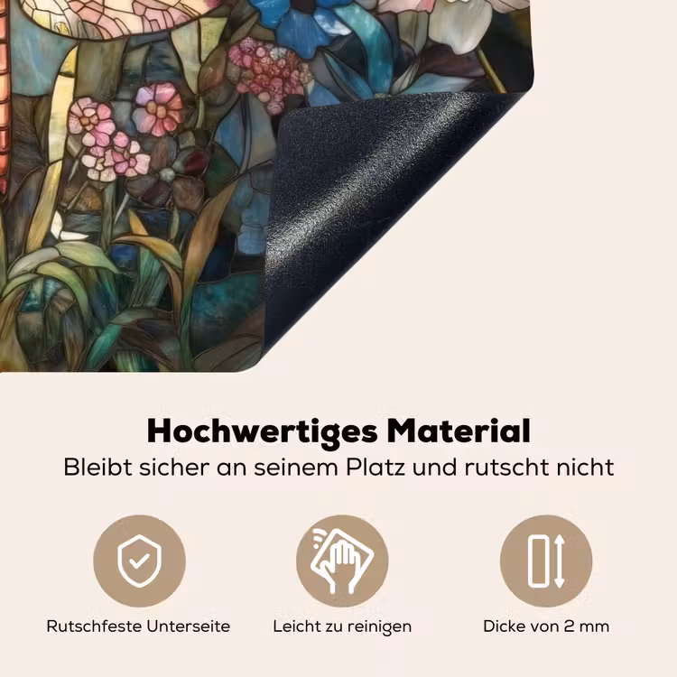 Libelle - Mozaïek - Bloemen - Kleurrijk Inductie beschemer met haakjes klein -ky-onderkant-de