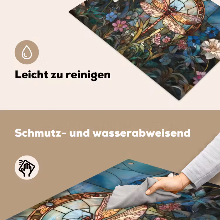 Libelle - Mozaïek - Bloemen - Kleurrijk Inductie beschemer met haakjes klein -ky-schoon-de