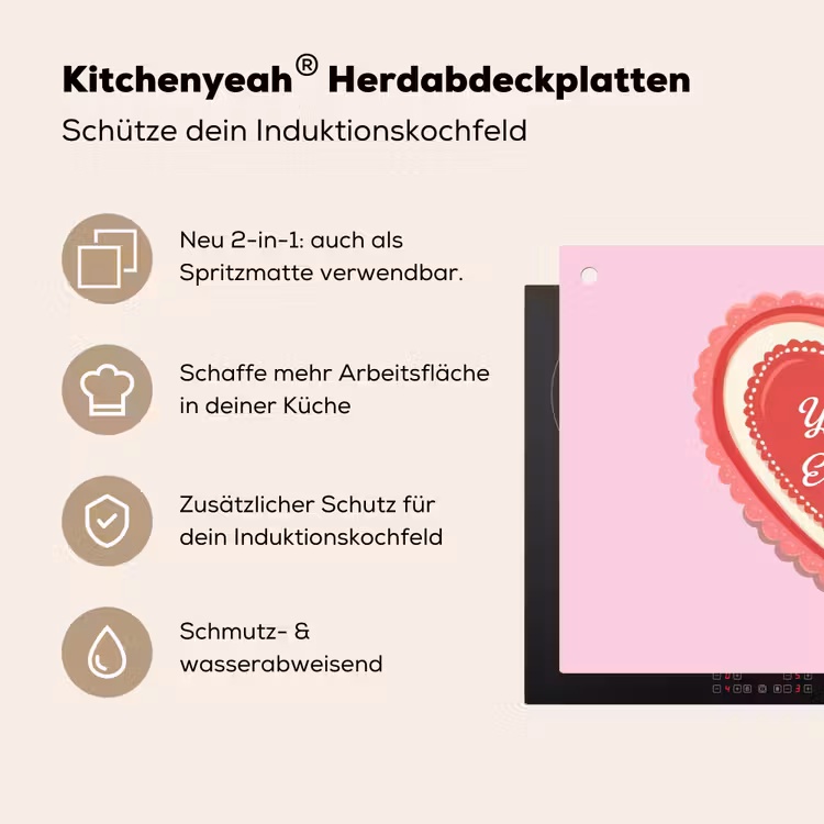 Liefde - Hart - Valentijn Inductie beschemer met haakjes klein -ky-usp-de
