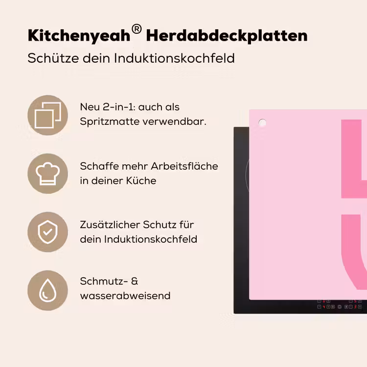 Love - Roze - Hart - Valentijn Inductie beschemer met haakjes klein -ky-usp-de