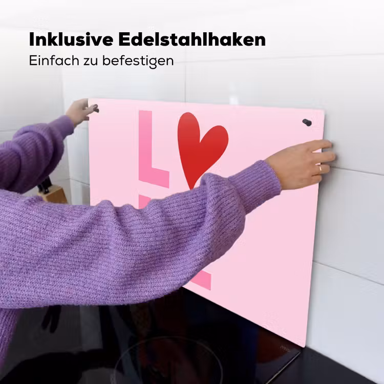 Love - Roze - Hart - Valentijn Inductie beschemer met haakjes klein -ky-ophangen-de