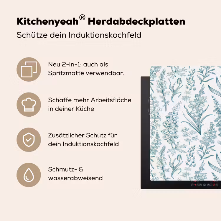 Lovely - Garden - Emerald Inductie beschemer met haakjes klein 777 -ky-usp-de