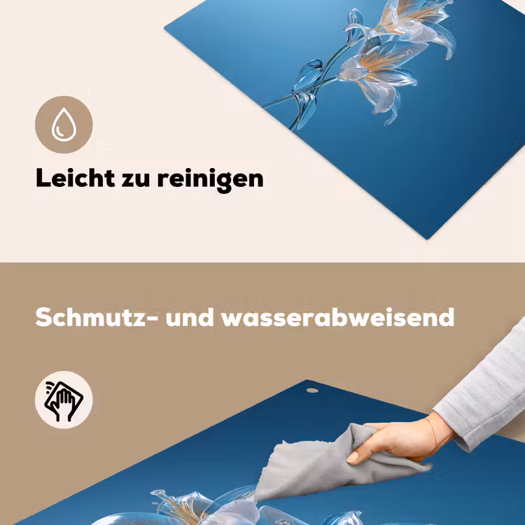 Lelies - Blauw - Glazen Inductie beschemer met haakjes klein -ky-schoon-de
