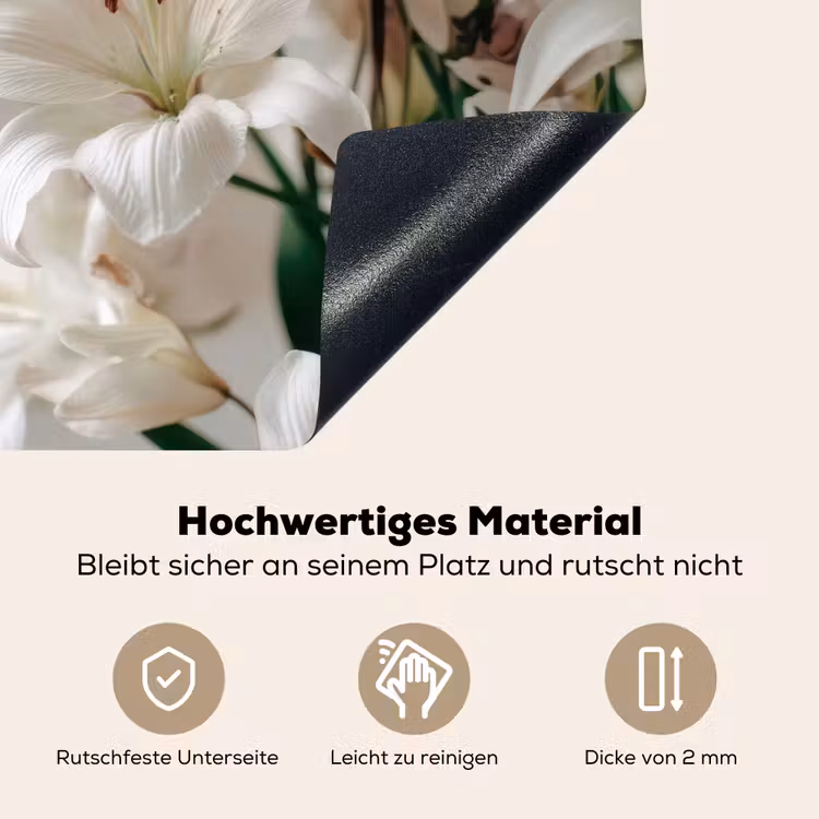 Lelies - Boekte - Wit - Meeldraden Inductie beschemer met haakjes middel -ky-onderkant-de