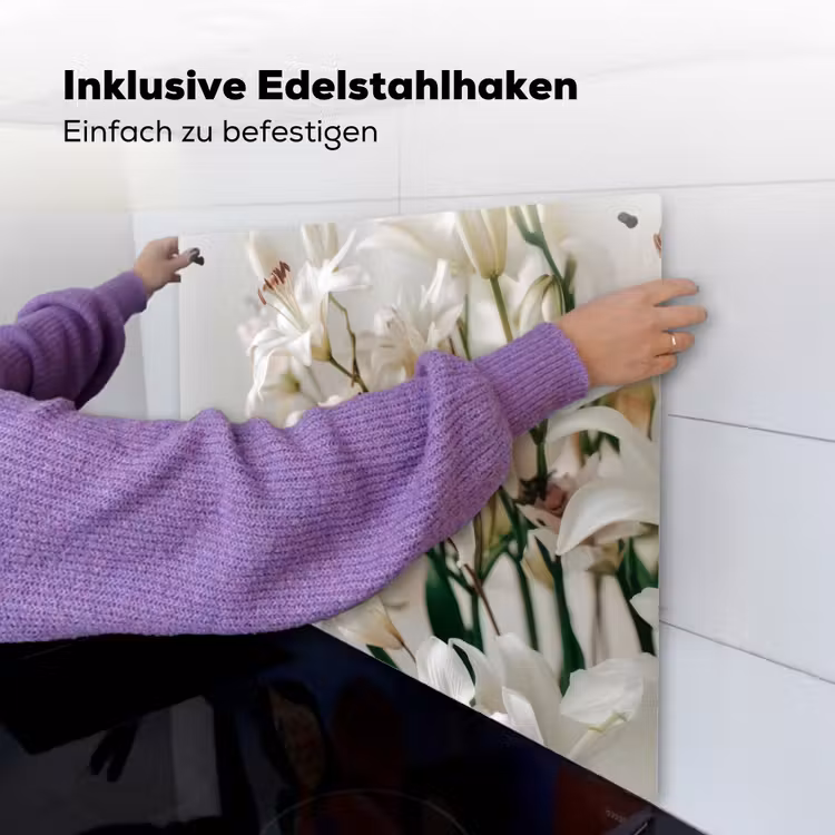 Lelies - Boekte - Wit - Meeldraden Inductie beschemer met haakjes middel -ky-ophangen-de