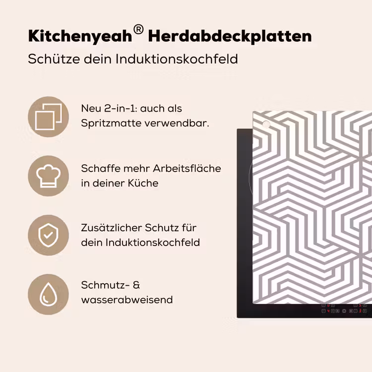Lijn - Design - Geometrie - Patroon Inductie beschemer met haakjes klein 777 -ky-usp-de