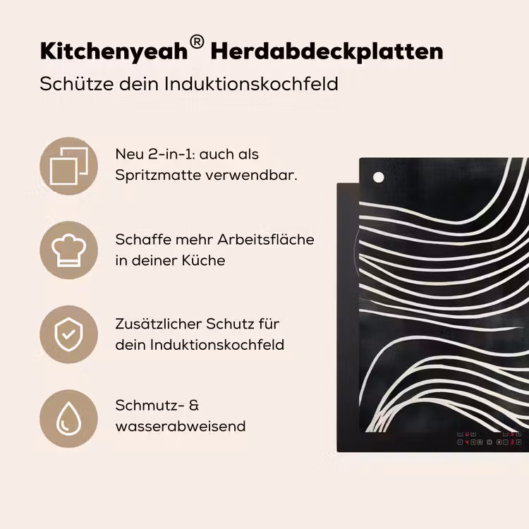 Lijnen - Patroon - Abstract - Wit Inductie beschemer met haakjes klein -ky-usp-de