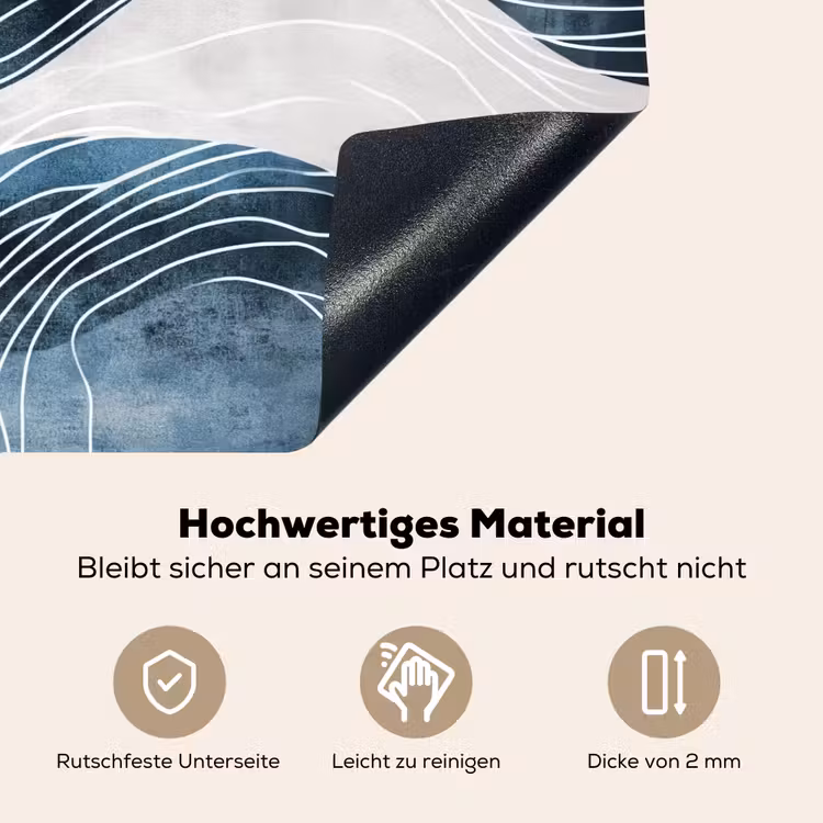Lijnen - Golven - Abstract - Blauw Inductie beschemer met haakjes klein -ky-onderkant-de