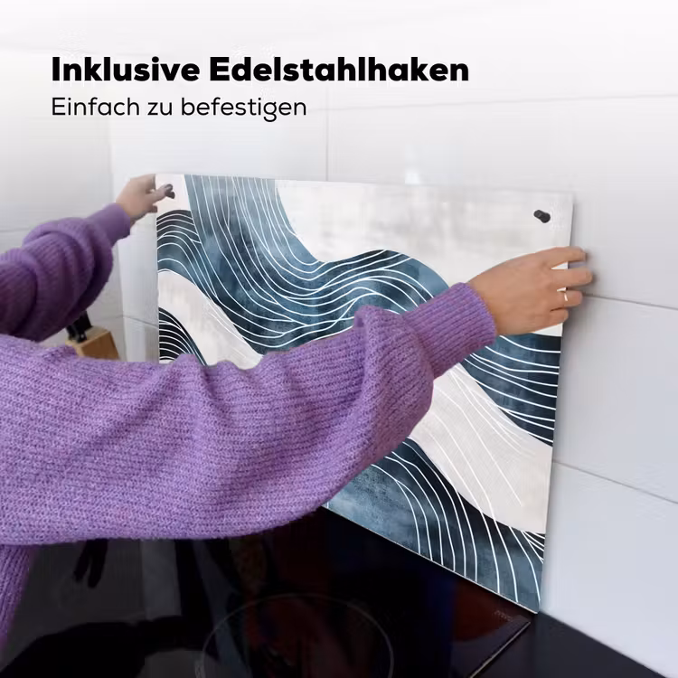 Lijnen - Golven - Abstract - Blauw Inductie beschemer met haakjes klein -ky-ophangen-de