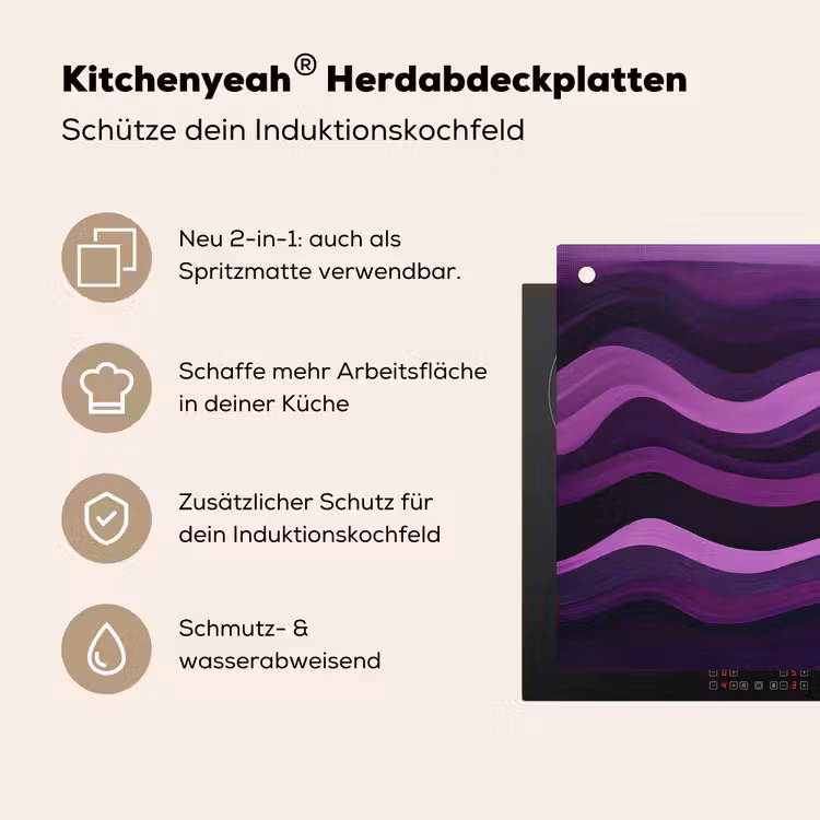 Lijnen - Golven - Paars - Abstract Inductie beschemer met haakjes klein -ky-usp-de