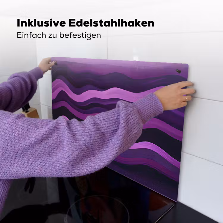 Lijnen - Golven - Paars - Abstract Inductie beschemer met haakjes klein -ky-ophangen-de