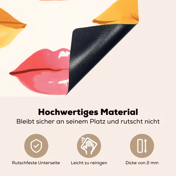 Lippen - Kleurrijk - Glanzend Inductie beschemer met haakjes klein -ky-onderkant-de