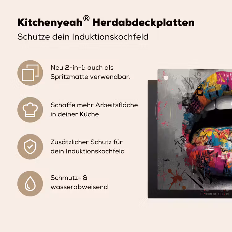 Lippen - Graffiti - Expressief Inductie beschemer met haakjes middel -ky-usp-de