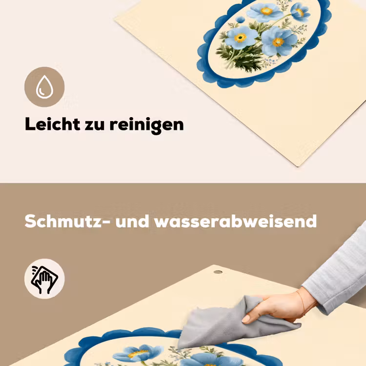 Lijst - Bloemen - Lichtblauw - Illustratie Inductie beschemer met haakjes klein -ky-schoon-de
