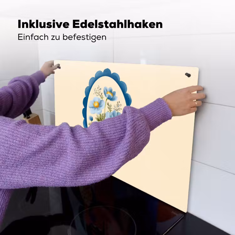 Lijst - Bloemen - Lichtblauw - Illustratie Inductie beschemer met haakjes klein -ky-ophangen-de