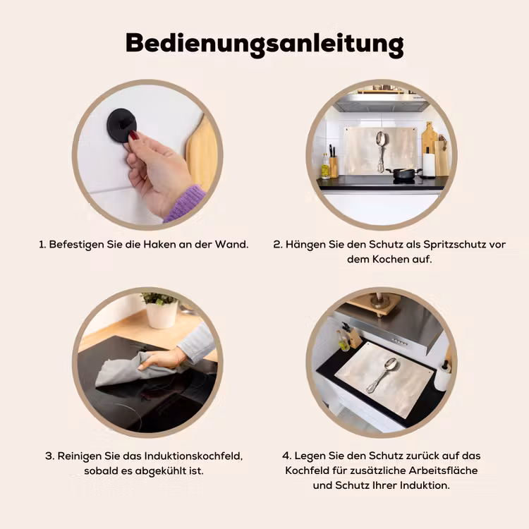 Lepel - Verf - Zilver Inductie beschemer met haakjes klein -ky-gebruik-de