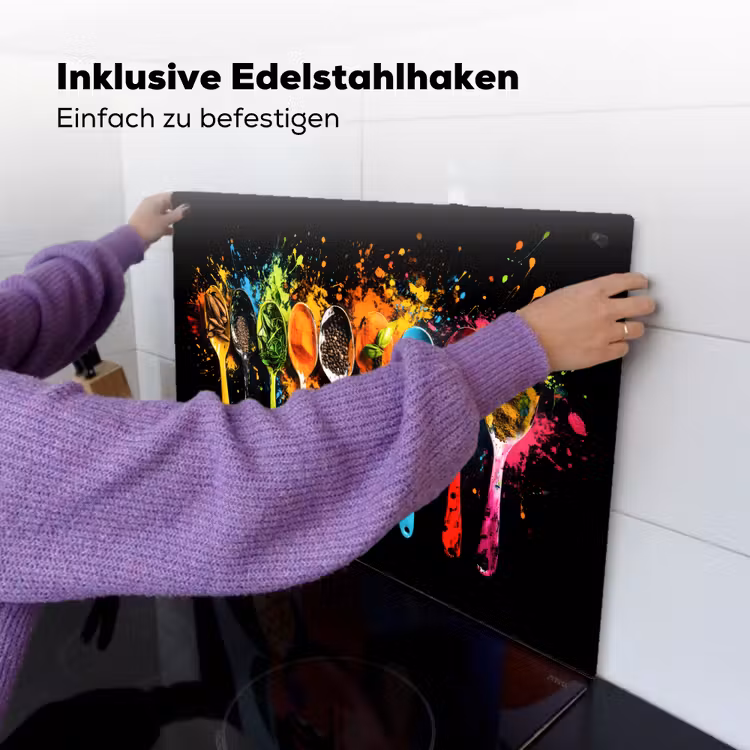 Lepels - Kruiden - Modern - Graffiti - Verf - Kleurrijk Inductie beschemer met haakjes klein -ky-ophangen-de
