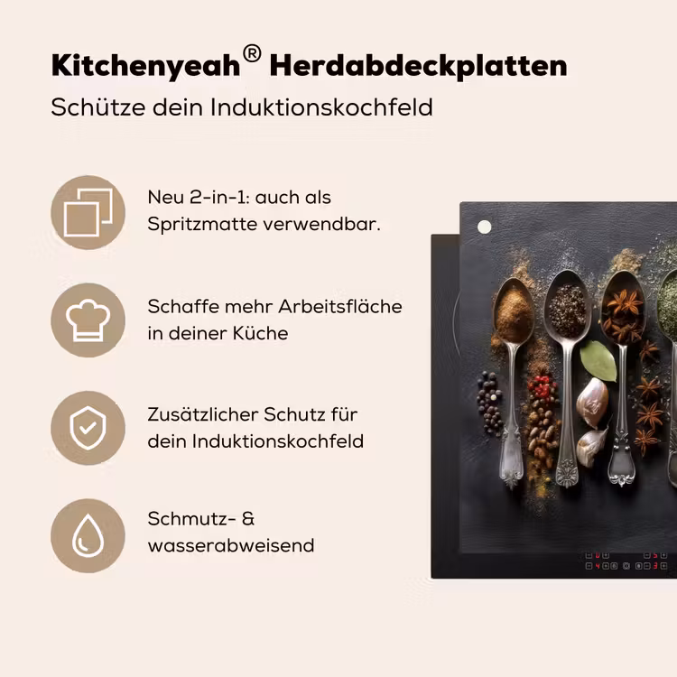 Lepels - Specerijen - Kaneel - Chili Inductie beschemer met haakjes klein -ky-usp-de