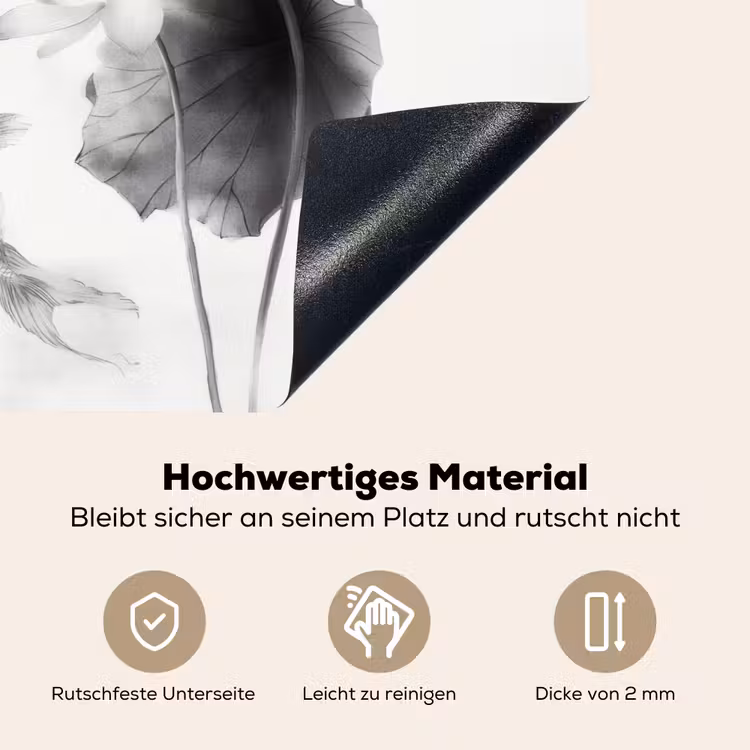 Lotusbloemen - Vissen - Bladeren - Zwart Inductie beschemer met haakjes klein -ky-onderkant-de