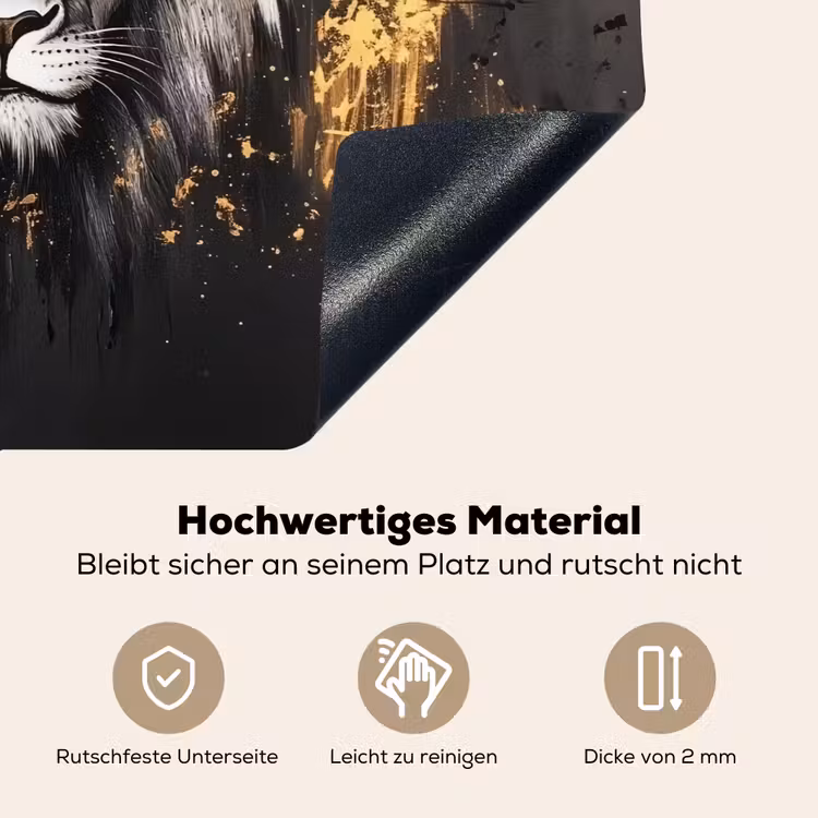 Leeuw - Portret - Verfspatten - Grijs Inductie beschemer met haakjes klein -ky-onderkant-de