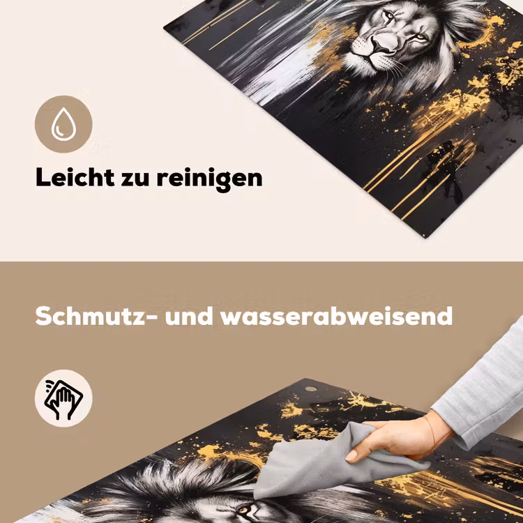 Leeuw - Portret - Verfspatten - Grijs Inductie beschemer met haakjes klein -ky-schoon-de