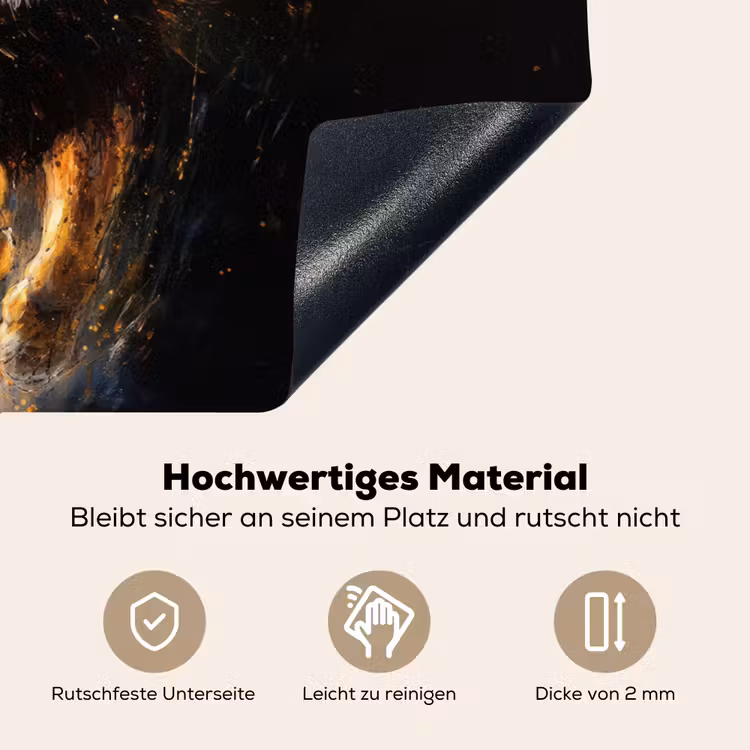 Leeuw - Zwart - Oranje - Verf Inductie beschemer met haakjes klein -ky-onderkant-de
