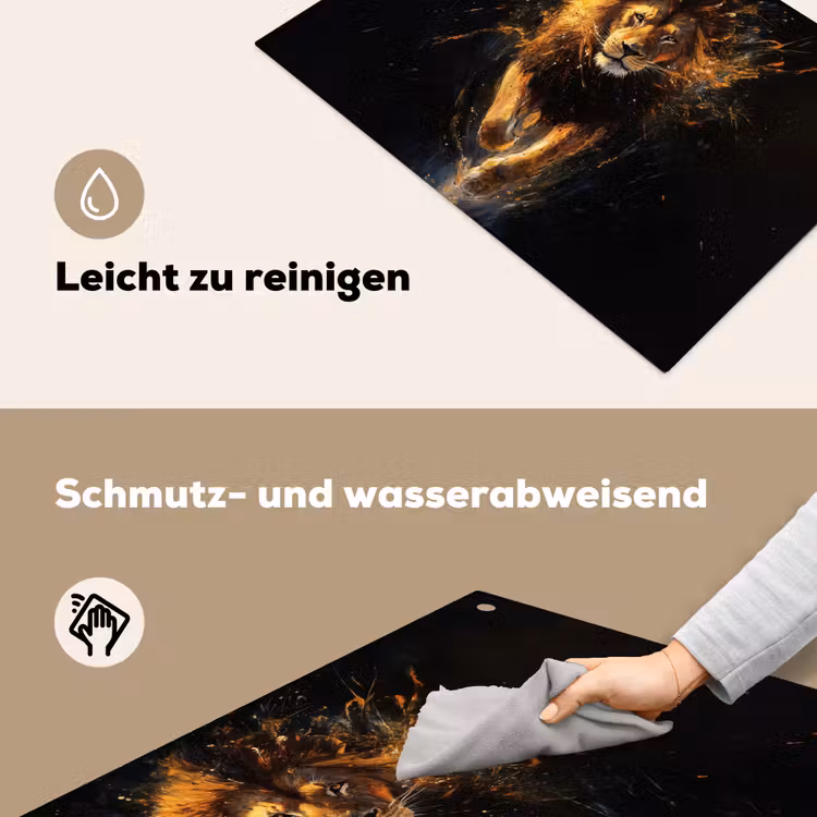 Leeuw - Zwart - Oranje - Verf Inductie beschemer met haakjes klein -ky-schoon-de