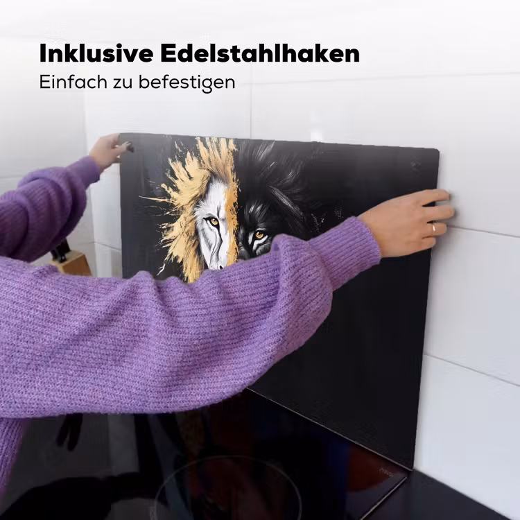 Leeuw - Gesplitst - Zwart - Lijn Inductie beschemer met haakjes klein -ky-ophangen-de