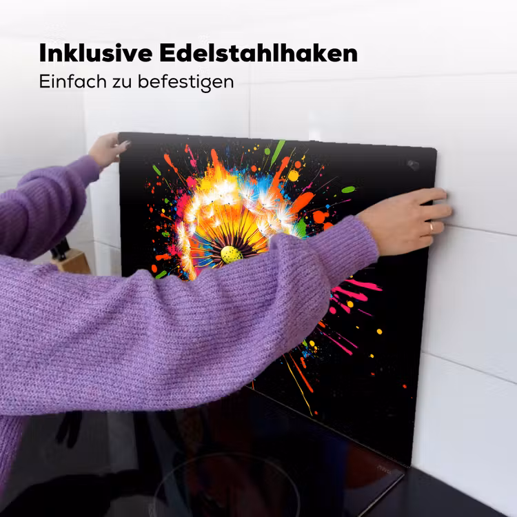 Paardenbloem - Graffiti - Kleurrijk - Bloemen - Natuur Inductie beschemer met haakjes klein -ky-ophangen-de