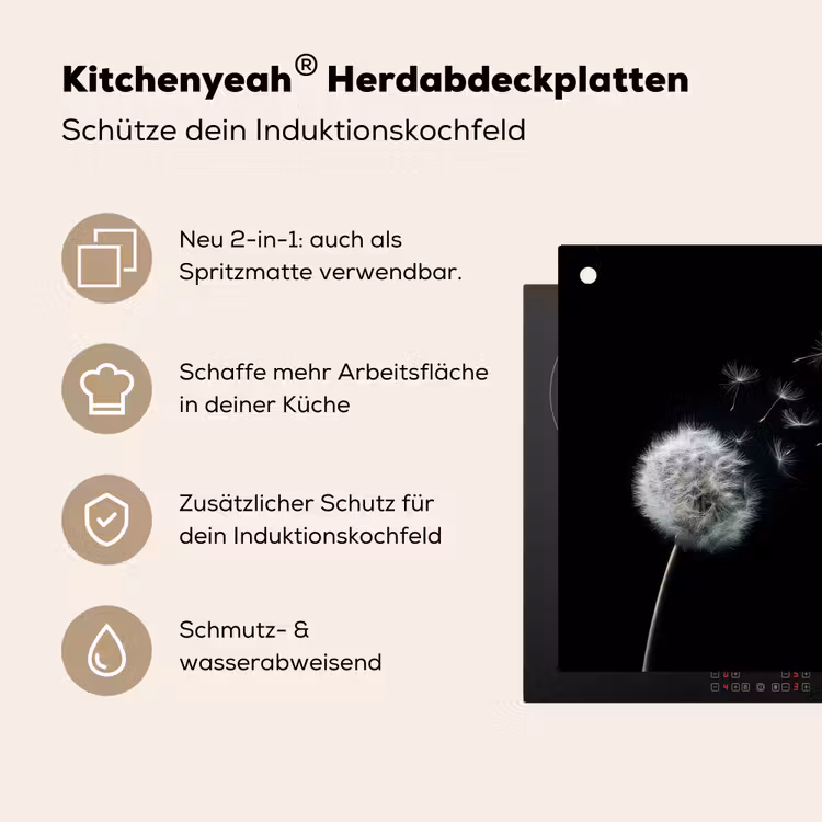 Paardenbloem - Zwart - Natuur Inductie beschemer met haakjes klein -ky-usp-de