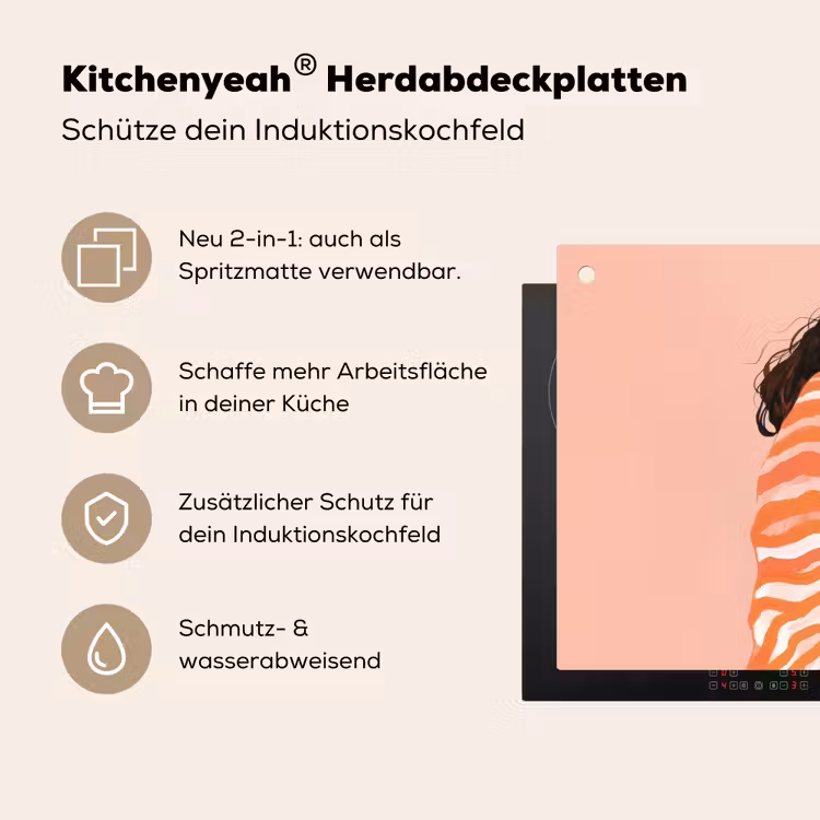 Meisje - Deken - Gestreept - Oranje Inductie beschemer met haakjes klein -ky-usp-de