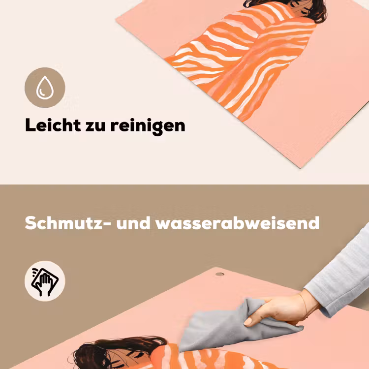 Meisje - Deken - Gestreept - Oranje Inductie beschemer met haakjes klein -ky-schoon-de