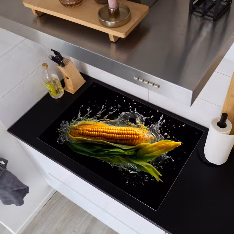 Maïs - Groente - Planten - Zwart - Water Inductie beschemer met haakjes klein -sfeer1