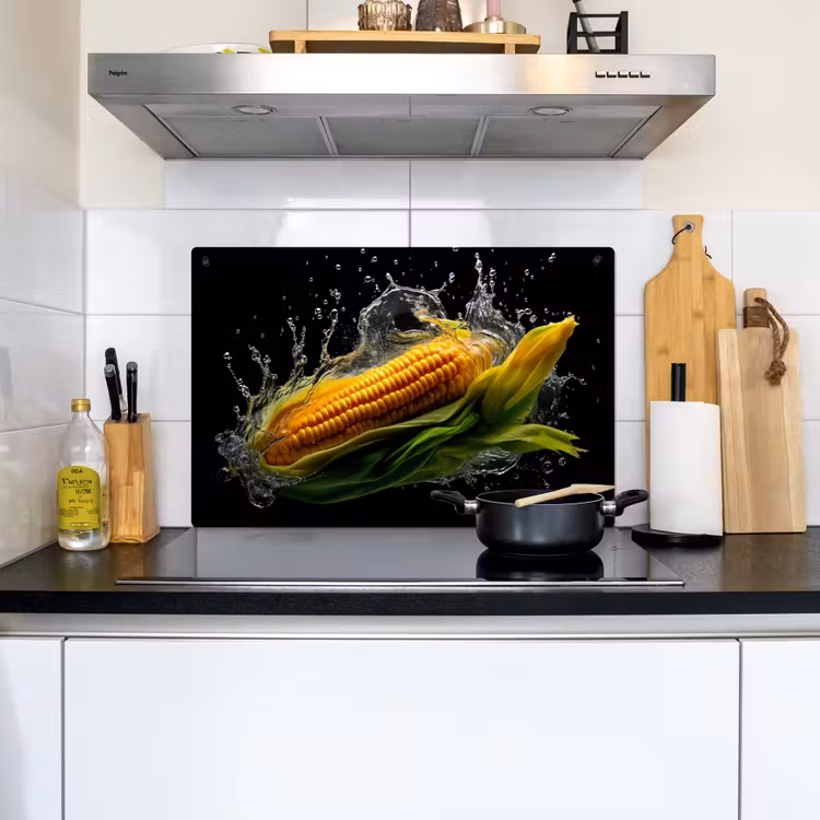 Maïs - Groente - Planten - Zwart - Water Inductie beschemer met haakjes klein -sfeer2