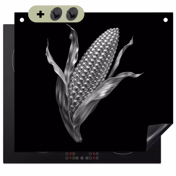 Maïskolf - Glanzend metaal - Elegant Inductie beschemer met haakjes middel -3d