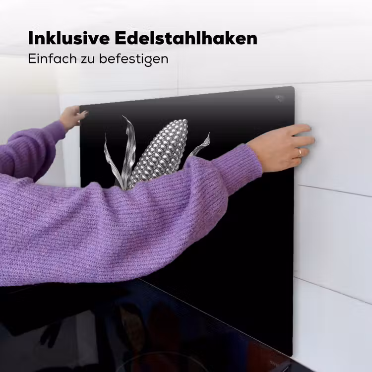 Maïskolf - Glanzend metaal - Elegant Inductie beschemer met haakjes middel -ky-ophangen-de