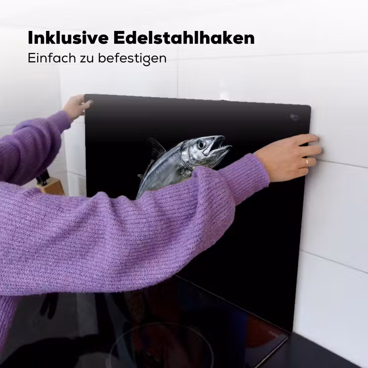 Makreel - Vis - Zwart Inductie beschemer met haakjes klein -ky-ophangen-de