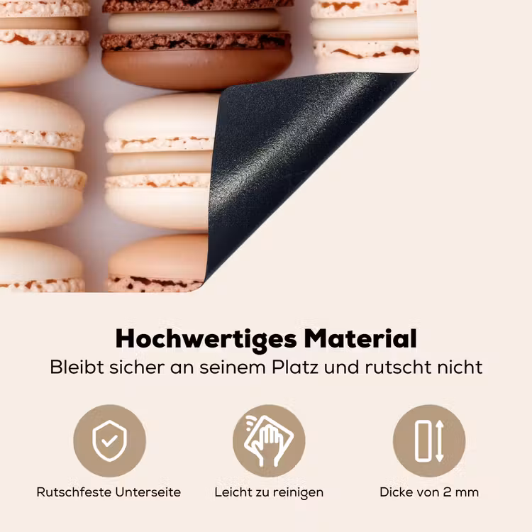 Macarons - Beige - Bruin Inductie beschemer met haakjes klein -ky-onderkant-de