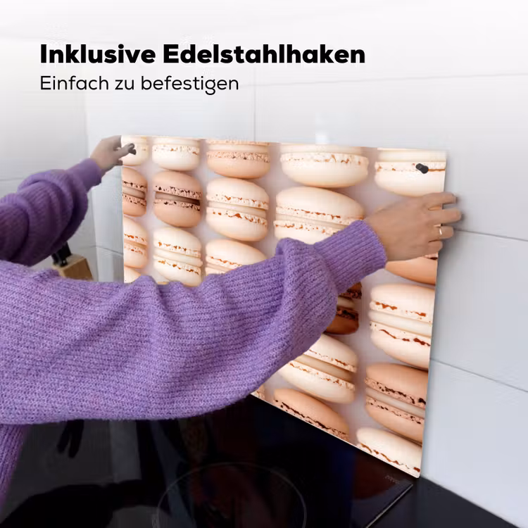 Macarons - Beige - Bruin Inductie beschemer met haakjes klein -ky-ophangen-de