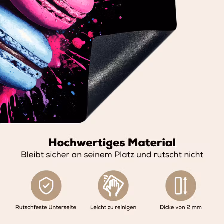 Macarons - Dessert - Graffiti - Kleurrijk - Roze - Blauw - Geel Inductie beschemer met haakjes klein -ky-onderkant-de