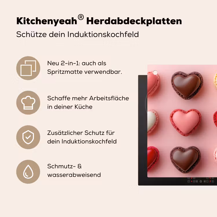 Macarons - Hartjes - Kleurrijk - Roze Inductie beschemer met haakjes klein -ky-usp-de