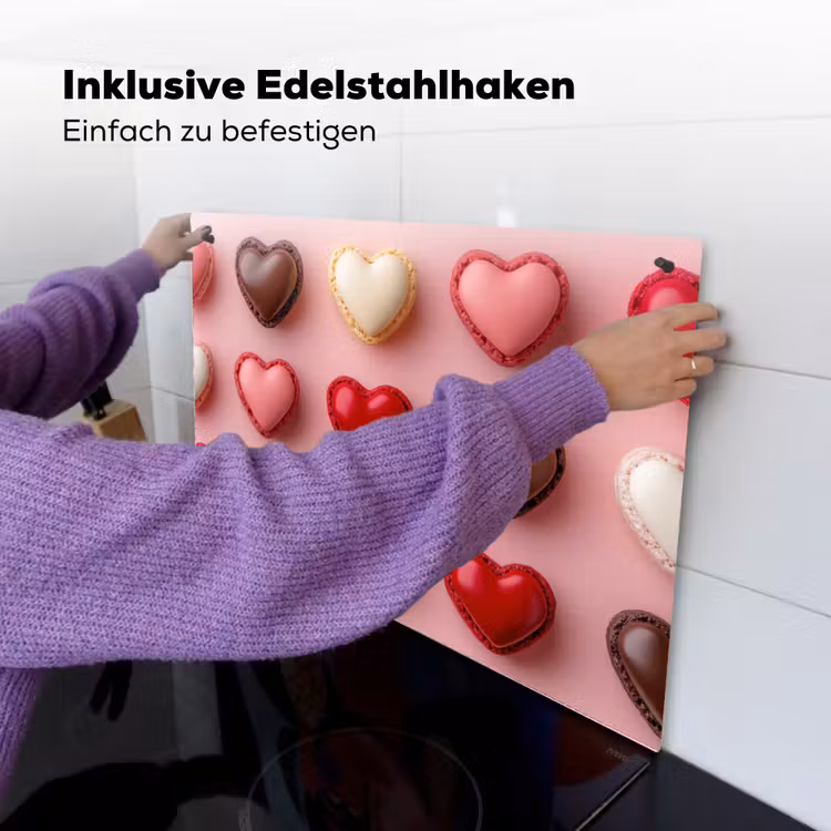 Macarons - Hartjes - Kleurrijk - Roze Inductie beschemer met haakjes klein -ky-ophangen-de