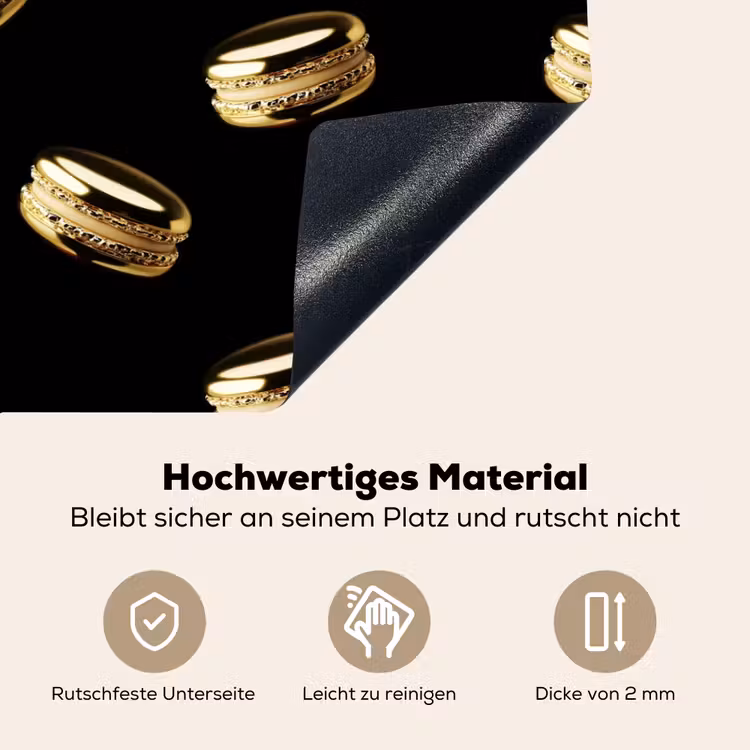 Macarons - Patroon - Goud - Zwart Inductie beschemer met haakjes klein -ky-onderkant-de
