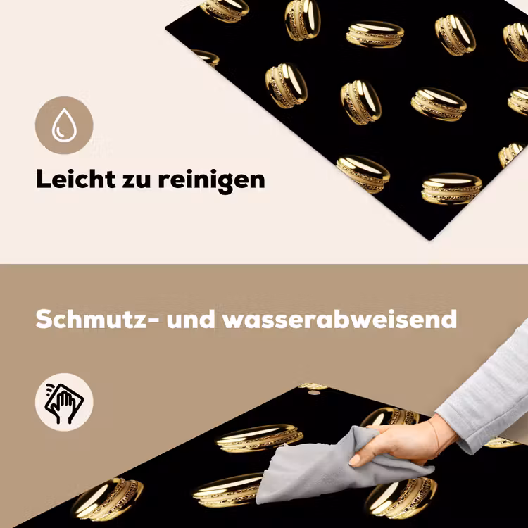 Macarons - Patroon - Goud - Zwart Inductie beschemer met haakjes klein -ky-schoon-de