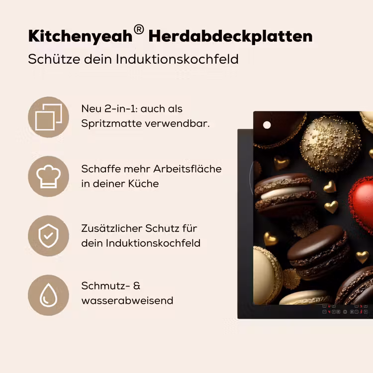 Macarons - Rood - Hart Inductie beschemer met haakjes klein -ky-usp-de