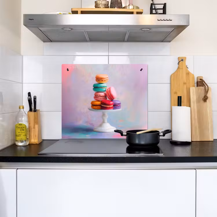 Macarons - Schaal - Pastel - Kleurrijk Inductie beschemer met haakjes middel -sfeer2